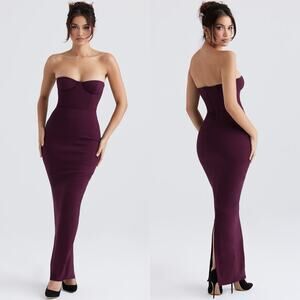 NWT House of CB Lucia Grape Strapless Corset Maxi Dress Size Small